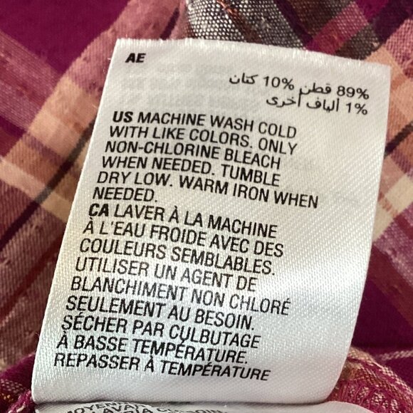 INC International Concepts Madison Plaid Puff-Sleeve Cotton-Linen Top Sz M 315K - Picture 9 of 9